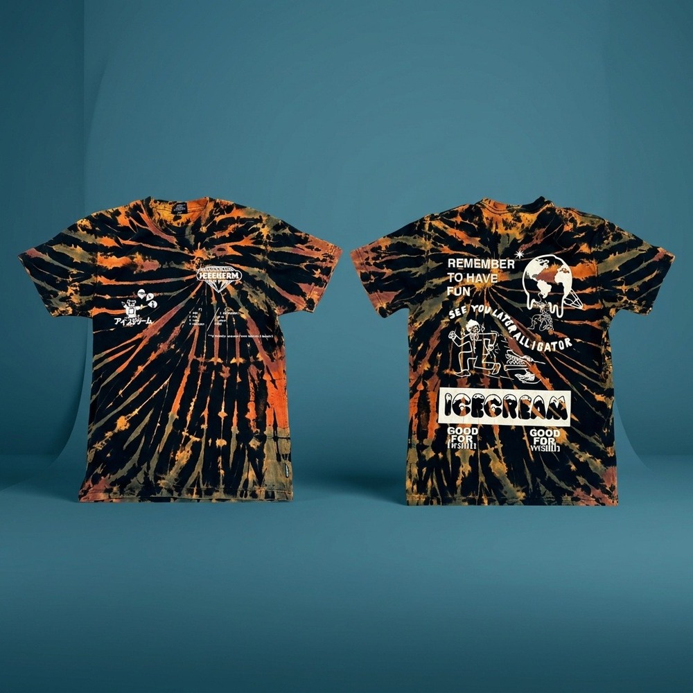 ICECREAM Billionaire Boys Club Tie Dye Graphic T-Shirt Mens Medium Streetwear